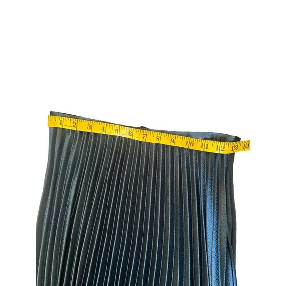 ZARA Woman Black Metallic Micro Pleated Accordian Midi Skirt Size S - Picture 6 of 7